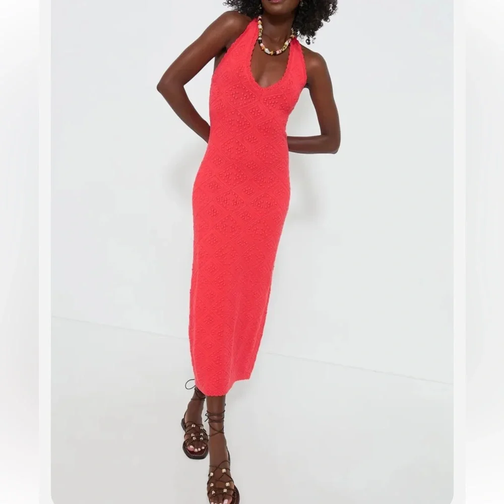 TUCKERNUCK Hyacinth House Watermelon Knit Hollis Halter Dress Size Small - Picture 3 of 9